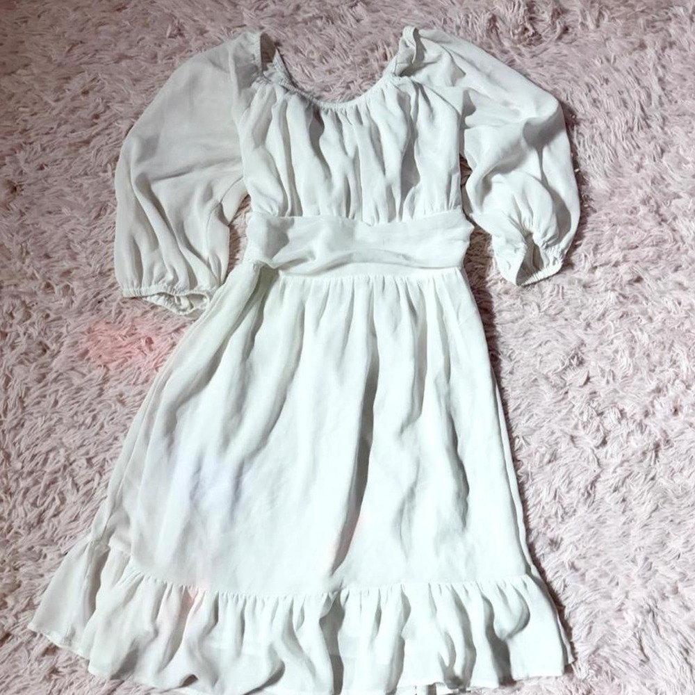 Whimsical Flowy Ruffle Angel Core Celestial Goddess Tie Back Dress Womens M